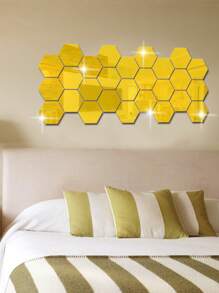 48 piezas de pegatinas de espejos de pared de acrílico hexagonales, espejos decorativos removibles, adornos de arte de forma hexagonal para decoración del hogar, pegatinas personalizadas