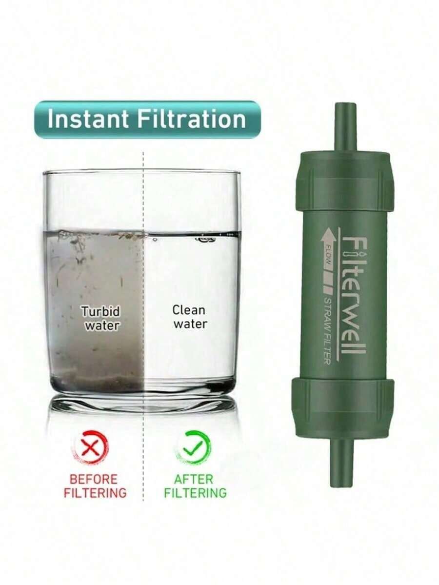 1pc Water Purification Straw, Portable Water Filter Water Purifier, Survival Equipment, Suitable For Hiking, Camping Mini Water Filtration System, Straw Water Purification System, Portable Water Filter-Outdoor Emergency And Survival Equipment, Suitable For Hiking, Camping Accessories And Travel - Multicolor - View 1