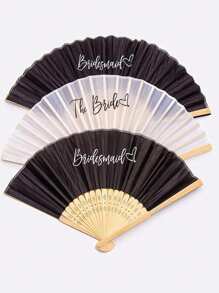 1pc Elegant Bride & Bridesmaid Letter Decor Folding Fan - Handheld Wedding Fan For Bachelorette Parties, Bridal Showers & Wedding Decorations | Perfect Gifts For Home, Room Decor, Birthday & Graduation Celebrations Summer Beach Back To School School Supplies