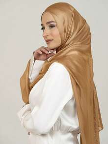 1pc Women's Plain Soft & Lustrous Muslim Hijab Scarf - Multicolor - View 4