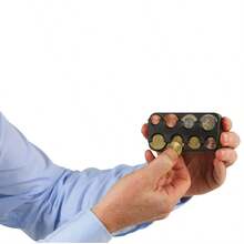 Auslaufsichere Münz-Sammelbox für mehrere Währungen - Robuste Plastikaufbewahrung für USD/Euro Münzen, Reise- und Heimgebrauch - kompakter Geldhalter für Sammler, Kassierer, Kinder (Verschüttungsresistentes Design)