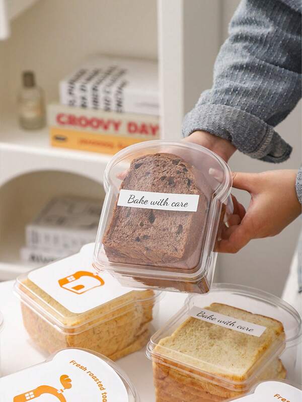 4 Stück/Set tragbare Picknick Brot Sandwich Transportbox, transparente sichtbare Sandwich Toast Brotbox, Sandwichbox, kreative Brotverpackungsbox, transparente Lebensmittelverpackungsbox, Zuhause Sandwich Aufbewahrungsbehälter, ohne Aufkleber