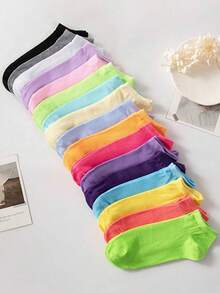 10 Pairs Children's Boat Socks Short Socks, Solid Color & Floral Print Patterns, Odor Resistant, Absorbent, Casual, Suitable For Students, Adults, Sports, Festivals, Daily Use. Assorted Colors & Styles Delivered Randomly - Multicolor - View 4