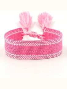 1pc Customized Name Woven Bracelet, DIY Embroidered Tassel Wristband, Commemorative Holiday Gift, Personalized Tassel Friendship Bracelet, Embroidered Bracelet, Mother's Day Customized Name Bracelet, Colorful Boho Embroidered Name Couples Bracelet, Adjustable Multi-Color Couples Embroidered Name Bracelet, Personalized Birthday Gift For Friends, Christmas Embroidered Bracelet, Customized Fashionable Student Bracelet, Dopamine Colorful Bracelet, Customized Embroidered Woven Bracelet,Black,Pink,White,Blue,Stylish,Colorful,Vintage,Simple,Unisex,Casual,Cuties,Custom,Personalized,Unique,Ideal Gifts For Him,Ideal Gifts For Her,Her,Boyfriend,Girlfriend,Dad,Mom,Family,Friends,For Anniversaries,For Birthdays,For Graduation,For Prom,For Party,Chic Autum, Chic Winter