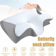 Butterfly Shape Memory Foam Pillow - Ergonomic Cervical Neck Support, Slow Rebound, Sleep Neck Pillow, Back And Side Sleeper Bedding, Promotes Correct Spinal Positioning, Low Allergy, Machine Washable Pillowcase - Dark Grey - View 2