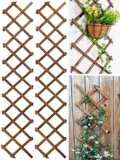 1 pieza de Rejilla de madera expandible montada en la pared para plantas de jardín, Valla de madera resistente a la corrosión para usar en exteriores, para plantas trepadoras, plantas de aire al aire libre, estantería vertical de decoración de pared, para terrazas de habitaciones, Valla de madera maciza telescópica