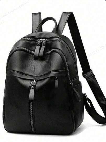 Large-Capacity Waterproof Flip Backpack Student School Bag Lightweight Portable Minimalist Classic Backpack Zip Front For Teen Girls Women College Students White-Collar Workers Perfect For School College Work Business Commute Back To School With Adjustable Strap For Work & Travel