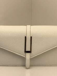 Vintage Women Small Square Bag With Silver Buckle And U Shaped Envelope Flap