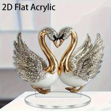 1 pièce Décoration acrylique plate 2D, Décoration de forme de cygne de couple. Parfait pour la décoration de la maison, chambre à coucher, salon et bureau. Parfait pour la maison, le café, le mariage, l'anniversaire, la remise des diplômes, cadeaux pour la famille et les amis.