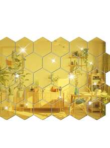 48 piezas de pegatinas de espejos de pared de acrílico hexagonales, espejos decorativos removibles, adornos de arte de forma hexagonal para decoración del hogar, pegatinas personalizadas