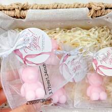 Conjuntos de velas Vickyo 10/20, lembrancinhas para chá de bebê, conjuntos de velas de urso, mini velas azuis/rosa de urso com cartões de agradecimento e sacolas de presente, vela perfumada para chá de bebê, revelação de gênero, festa de aniversário, convidados de casamento, presente, decoração de casa