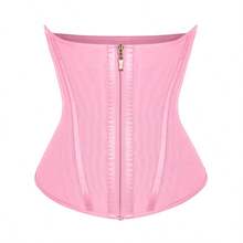 Feelingirl High Compression 15 Built-In Steel Bone Tummy Control Waist Trainer - 粉色 - 查看 7