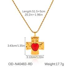 1 pieza/2 piezas, Collar con dije de cruz de acero inoxidable chapado en oro de 18k con ágata roja y obsidiana negra, joyería de lujo clásica de acero inoxidable para mujer, regalo para boda, graduación o festivo