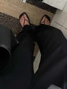 法式女款夏季新款夾趾細高跟涼鞋，附後背帶小貓跟夾腳拖鞋 [此款式偏大] - 黑色 - 查看 6