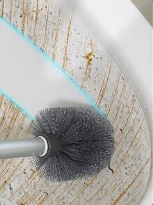 1 Pc Toilet Brush Set With Stand, Wall-Mounted Long Handle Toilet Cleaning Brush, Flexible Toilet Brush, Reach Every Angle, Bathroom Cleaning Brush, Cleaning Supplies, Cleaning Tools - Multicolor - View 11