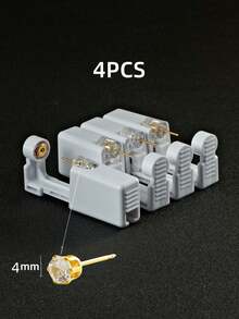 4 件/2 件套装无菌 J 时尚耳洞枪，一次性低痛耳洞打孔器，内置方晶锆石耳环，毕业生家庭耳部美容工具和配件 - 金色 - 查看 18