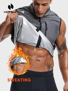 HOTSUIT Men's Sauna Vest Full Zip Sports Shirt Sauna Vest Suitable For Running Training Weight Loss - Dark Grey - View 2