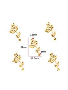 5 件空心花形不锈钢 DIY 珠宝配件、项链、服装、钥匙链吊坠，W433