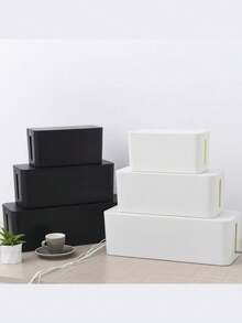 电缆管理盒 | 电源板整理器 | 电线整理器 | 隐藏电视、电脑和办公桌上的电源板和电线 | 保护宠物。电源板电涌保护器电线管理盖适用于桌面、家庭、办公室、厨房，非常适合返校季。 - 彩色 - 查看 9