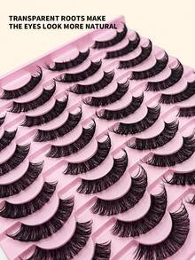 20 对俄罗斯假睫毛蓬松仿貂皮睫毛，俄罗斯睫毛 D 卷曲假睫毛化妆睫毛