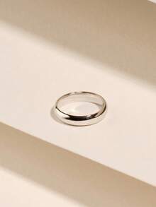 ESBERRY 1 件 S925 纯银 4 毫米简约光圈素面戒指，结婚戒指，薄款叠戴戒指，适合送给女士和男士的礼物 - 銀色 - 查看 4