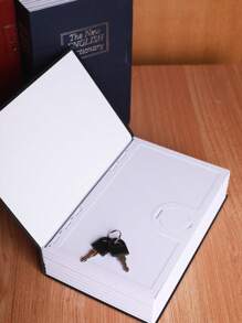 1 bancă de monede în formă de carte simulată, cu dicționar cu lacăt, cutie de economisire din plastic cu cheie