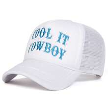 1pc Men Cool It Cowboy Trucker Hat With Embroidered Letter, Personalized Street Fashion Casual Cap, Suitable For Spring, Autumn, Traveling, Beach Vacation - Multicolor - View 8