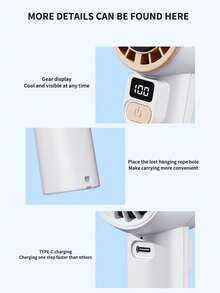 手持强力风扇，100 档无级变速，USB 快速充电，涡轮滚筒无级变速风扇夏季降温、海滩、旅行 - 彩色 - 查看 6