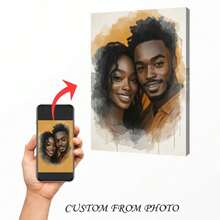 1pc Piece Of Customizable Personalized Photo Canvas Print, Watercolor Effect Modern Wall Art Poster, Fashionable Theme,Personalized Family Photo Album, Is An Ideal Gift For Friends, Family, And Couples. It Can Be Used As Home Decoration And Is Suitable For Living Rooms, Bedrooms, Kitchens, Offices, And Room Wall Decoration,Frameless,Graphic Print