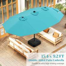 Lifezeal 15Ft Patio Double-Sided Solar LED Market Umbrella Crank 36 Lights Base - 綠松石 - 查看 4