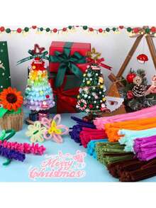 paquete de 100 piezas Paquete de valor Limpiapipas sólidos de alta calidad al por mayor, Tallos de chenilla de unicolor gruesos y esponjosos de 11.81x0.6 en verde, amarillo, rosa, rojo, azul y morado para manualidades - Multicolor - Ver 8