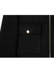 Women's Soft Jacket, New Autumn/Winter Women's Zip-Up Short Jacket, Long Sleeve Pocket Bomber Jacket - Black - View 3