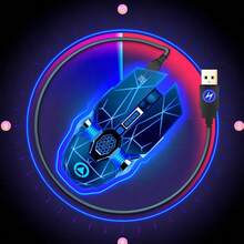 符合人體工學的RGB靜音遊戲滑鼠，LED背光，1600DPI可充電USB無線辦公機械滑鼠，適用於PC筆記型電腦玩家，通用型黑色 - 黑色 - 查看 9