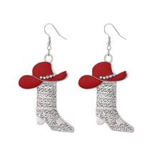 1 Pair Western Cowboy Style Rhinestone Boots Shaped Earrings, Multi-Color