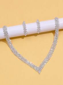 Bộ vòng cổ và hoa tai hình thoi giọt nước sang trọng thanh lịch thời trang - Xem 2