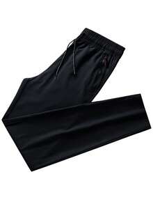 Plus Size Men's Quick Dry Breathable Outdoor Running Sports Long Pants, Loose Fit, Spring/Summer - Black - View 3
