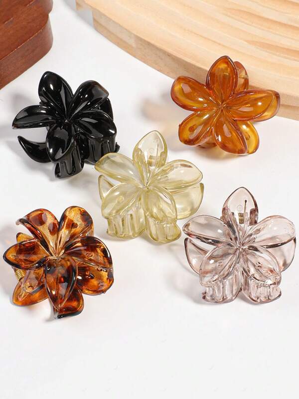 1pc/3pcs Transparent Large Plastic Daisy Flower Hair Clips, Hair Claws For Women, Floral Hair Accessories Summer Hair Jaw Clip Hair Clamps Hair Clutch Hair Catcher Clip