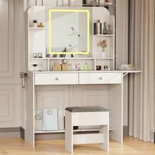 Makeup Vanity Desk With Mirror And Lights, White Make Up Vanity With Fold-Up Panel, 2 Drawers & 4 Hooks,Adjustable 3 Led - Multicolor - View 3