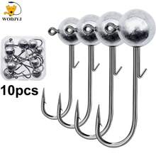 10pcs A Box 2g-20g All Size Head Jigs Hook Ned Anti-Baiting Head Hook Soft Bait Hook, Accessories For Fresh Water And Salt Water Fishing - Perfect For Soft Worm Fishing