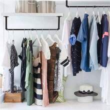 1-Pack Industrial Pipe Clothing Rack - Detachable Wall Mounted Heavy Duty Space Saving Garment Rack For Closet Storage - Black, 2/3 Base,Storage Holders & Racks Sturdy And Adjustable