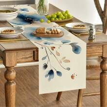 Chinese Ink Poppy Table Runner - Washable Reusable Polyester Decor For Dining Table, Coffee Bar, Zen Decor - Multi-Scenario Design With Artistic Floral Patterns