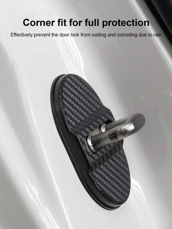 4 Piezas de Cubiertas de cerradura de puerta con textura de fibra de carbono - Amortiguador universal a prueba de óxido, que absorbe golpes y reduce el ruido para cerraduras de puertas, a prueba de lluvia y humedad