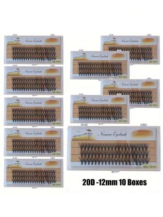 10 盒 20D DIY 睫毛礼盒，8-14 毫米单根睫毛延长套装，自然风格混合变化睫毛簇，睫毛簇，单根睫毛，睫毛，假睫毛