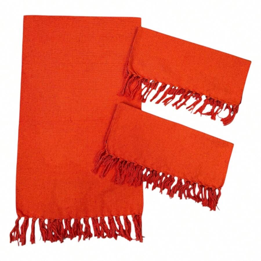 3 Piece Loom Runner Set 100% Cotton Promotion - Orange - View 1