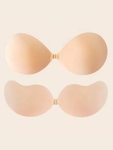 2/4pcs Reusable Strapless Push-Up Bras With Front Clasp, Invisible Breast Petals, Women Underwear & Accessories, Suitable To Wear With Dresses & Skirts In Summer