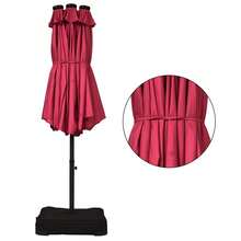 Lifezeal 15Ft Patio Double-Sided Solar LED Market Umbrella Crank 36 Lights Base - Burgundy - View 10