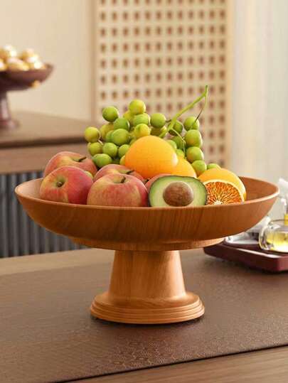 1 Pc Premium Luxury Faux Wood Grain Fruit Plate/Candy Tray, Elegant Serving Bowl For Living Room, Home Use
