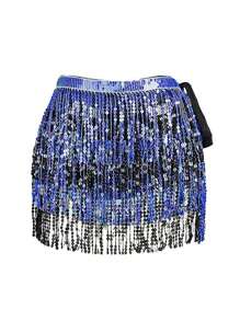 Fuste cu ciucuri și paiete cu sclipici pentru dansul din buric, fuste la modă cu curea pentru dansul din buric