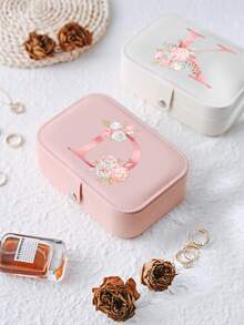 1 件 A-Z 花卉首饰盒、粉色渐变首字母多功能珠宝展示盒、迷你首饰盒、女士生日礼物、女友、朋友礼物、圣诞节、万圣节、生日、结婚礼物、时尚旅行首饰盒、个性化礼物 - 女士旅行首饰盒、少女圣诞礼物、A-Z 首字母旅行首饰盒