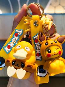 pokemon 1pc Creative Lottery Machine Keychain: Miniature Stress Relief Toy, Backpack Pendant Gift, Cartoon PVC Soft Rubber Car Bag Key Chain, Christmas Ornament